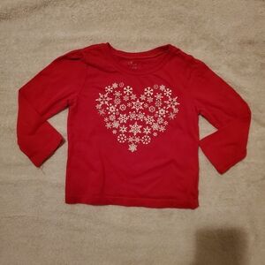 (6/$18) 3T Red Snowflake Heart Kids Shirt